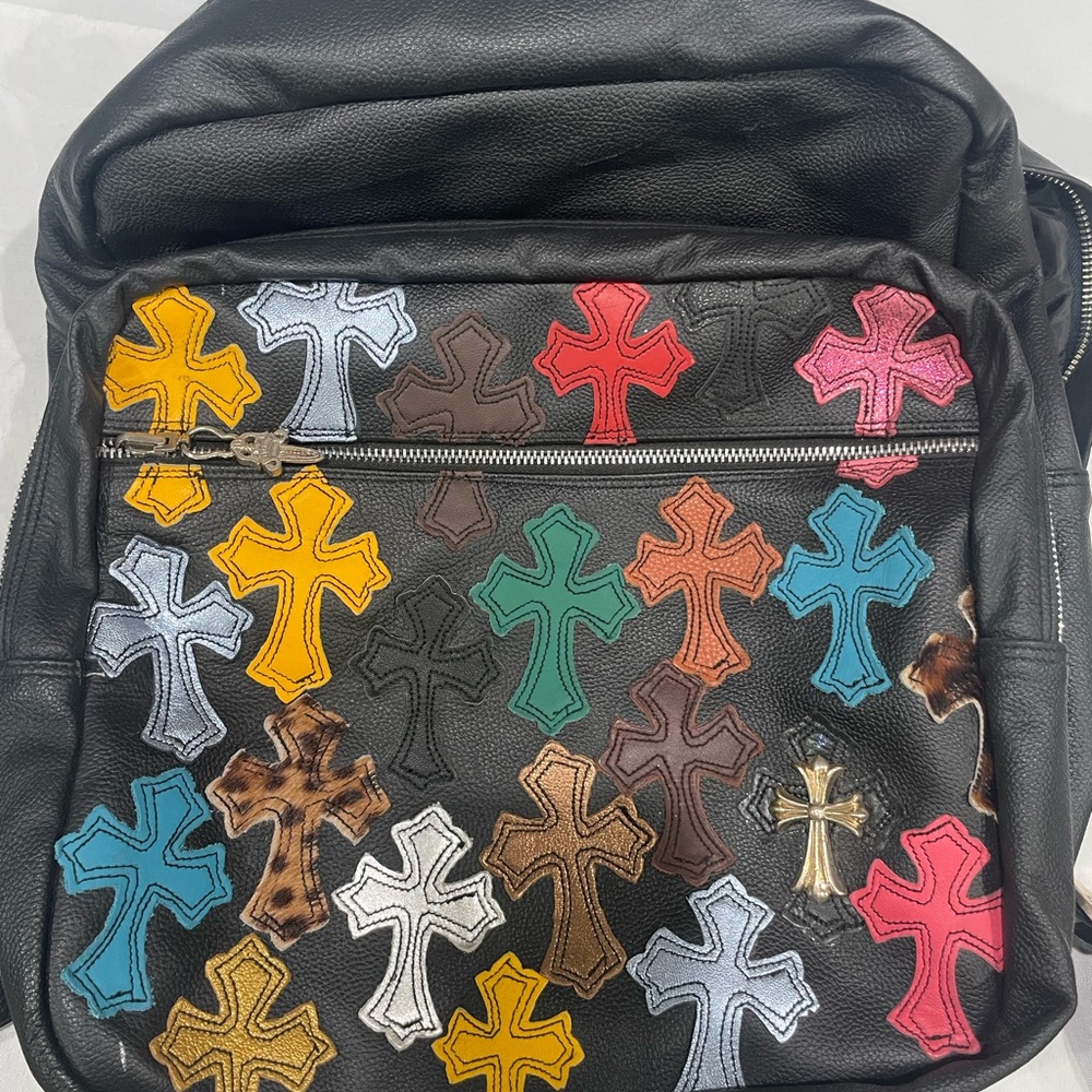Copy chrome Multicolor Cross Pattern Leather Backpack